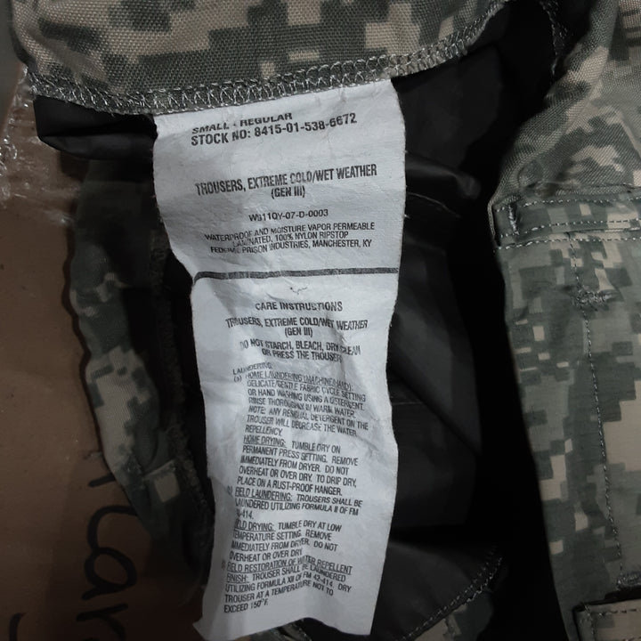 Pants, Extreme Cold/Wet Gen III Level 6, GI, ACU