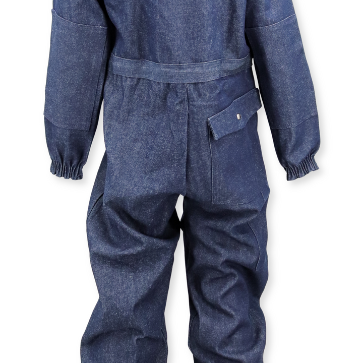 Cotton Blue Denim Boiler Suit Coverall, Back-Snaps, Navy, Size 36