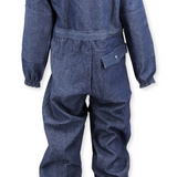 Cotton Blue Denim Boiler Suit Coverall, Back-Snaps, Navy, Size 36