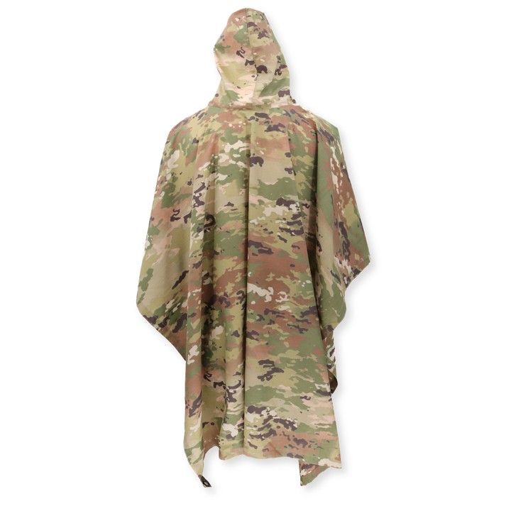 Multicam Waterproof Nylon Rain Poncho — USA Made w/ Pouch