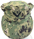 U.S. Navy NWU Type III Utility/Patrol Cap, USN 8-Point GI, AOR2, 50/50 Nylon/ Cotton Ripstop, w/ Ace Embroidered Insignia, NWT