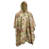 Multicam Waterproof Nylon Rain Poncho — USA Made w/ Pouch