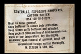 New Vintage G.I. Explosive Handler's Coverall, Cotton Sateen, White,
