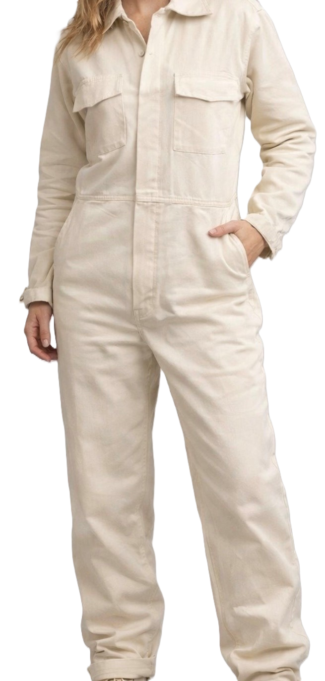 New Vintage G.I. Explosive Handler's Coverall, Cotton Sateen, White,