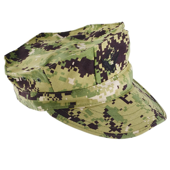 U.S. Navy NWU Type III Utility/Patrol Cap, USN 8-Point GI, AOR2, 50/50 Nylon/ Cotton Ripstop, w/ Ace Embroidered Insignia, NWT