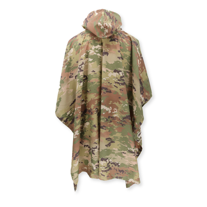 Multicam Waterproof Nylon Rain Poncho — USA Made w/ Pouch