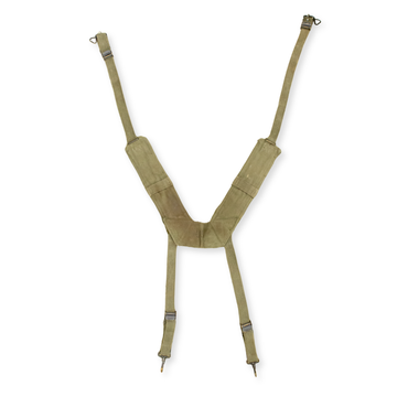 Used GI Canvas OD H Strap Suspenders, M-1956