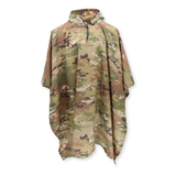 Multicam Waterproof Nylon Rain Poncho — USA Made w/ Pouch