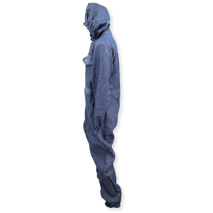 Cotton Blue Denim Boiler Suit Coverall, Back-Snaps, Navy, Size 36