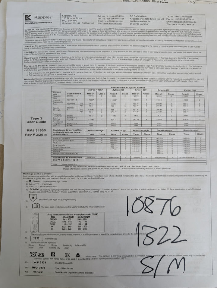 Zytron® 300 Chemical Protection Coverall- Z3H426