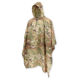 Multicam Waterproof Nylon Rain Poncho — USA Made w/ Pouch