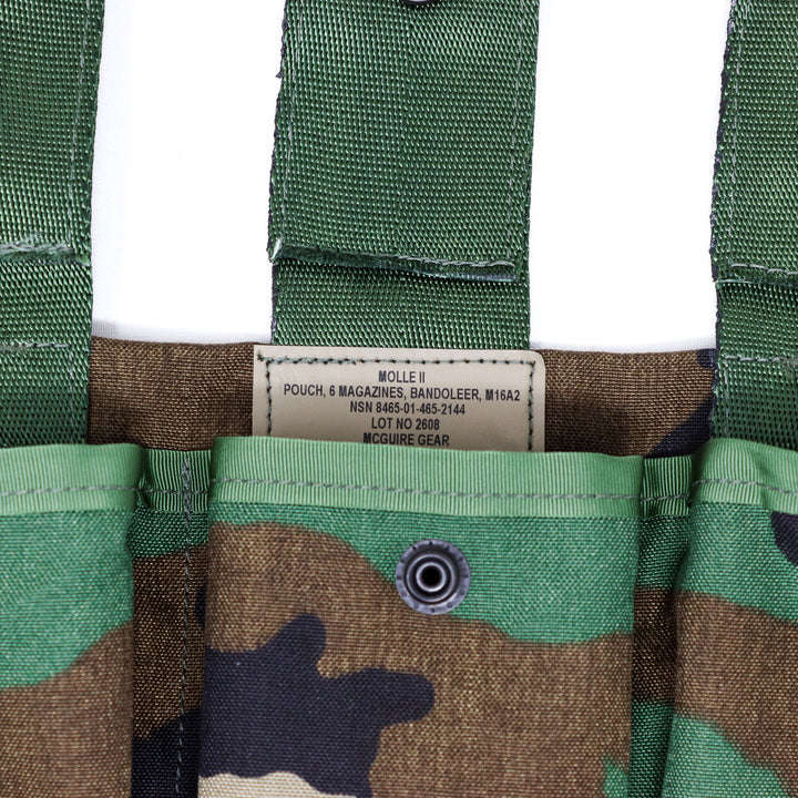 MOLLE II 6-Magazine Bandoleer Pouch – U.S. Made, Woodland Camo