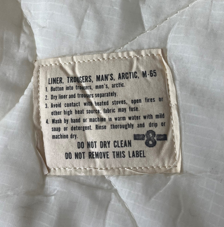 Vintage G.I. M-65 Quilted Pants Liner, White Arctic Snow