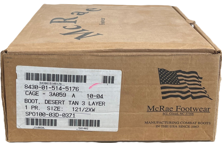 G.I. Hot Weather, 3 Layer Desert Tan Boots, Type II by McRae (ACB-HW), NIB