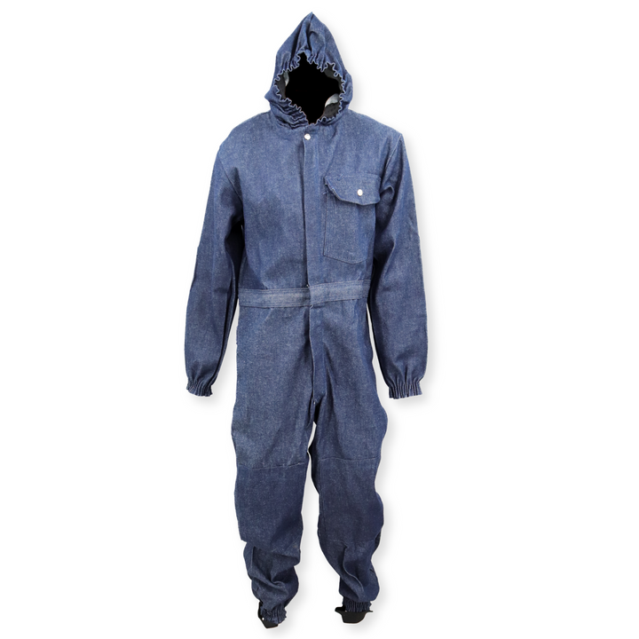 Cotton Blue Denim Boiler Suit Coverall, Back-Snaps, Navy, Size 36