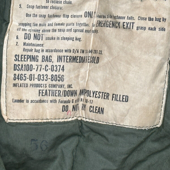 GI Vintage Intermediate Cold Weather Sleeping Bag— Used