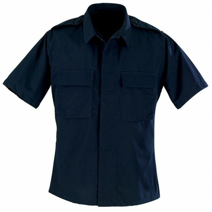 Camisa táctica de manga corta de sarga de polialgodón —Azul marino